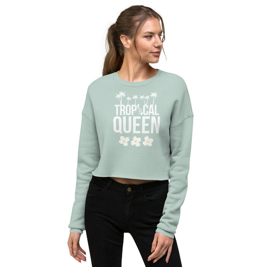 Tropical Queen Crop Sweatshirt | Skyblue
