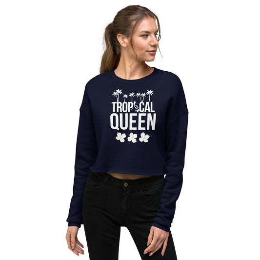 Tropical Queen Crop Sweatshirt | Navy