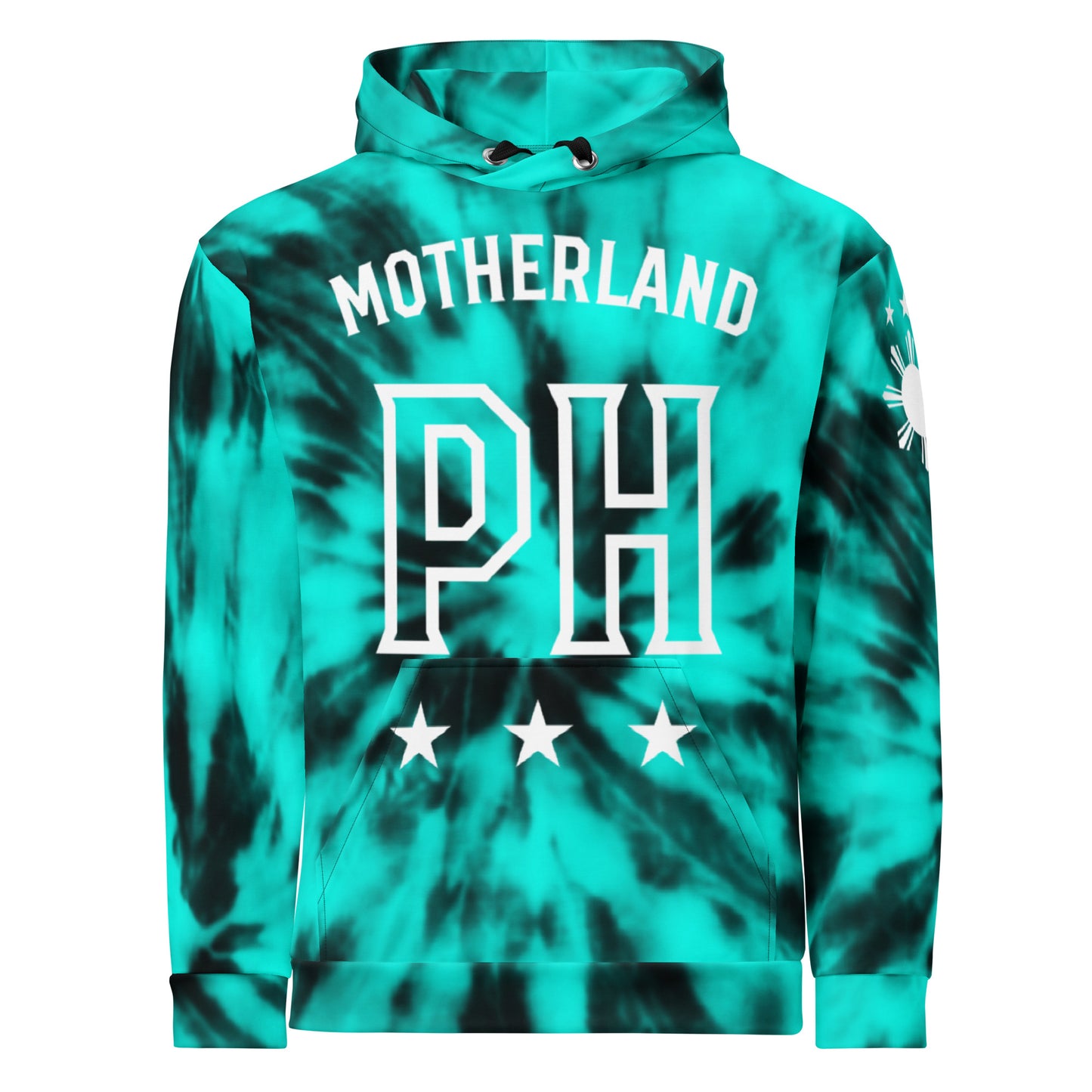 Motherland PH Hoodie | Tie Dye Turquoise - black