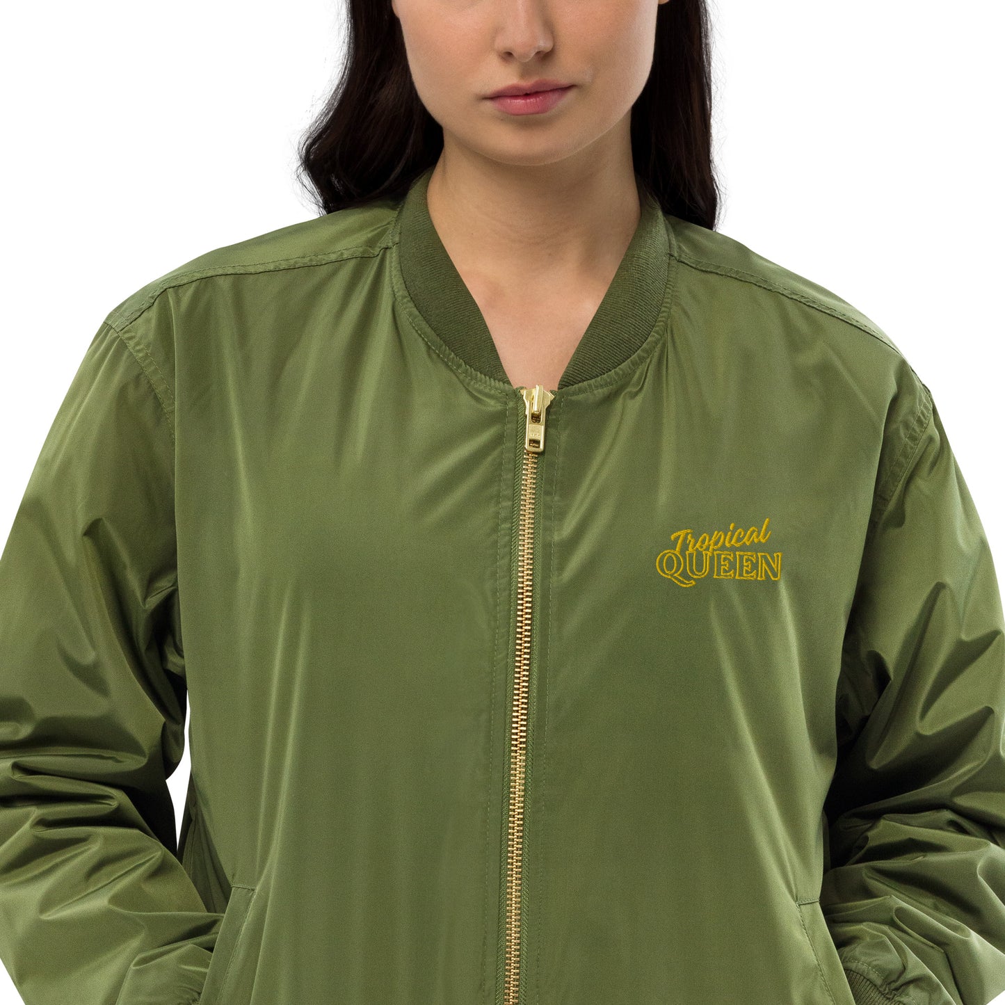 Tropical Queen Bomber Jacket - Army Green | Gold