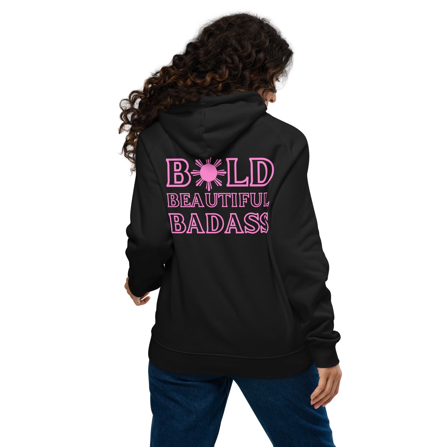 BoldBeautifulBadass Raglan Hoodie | Black - Pink
