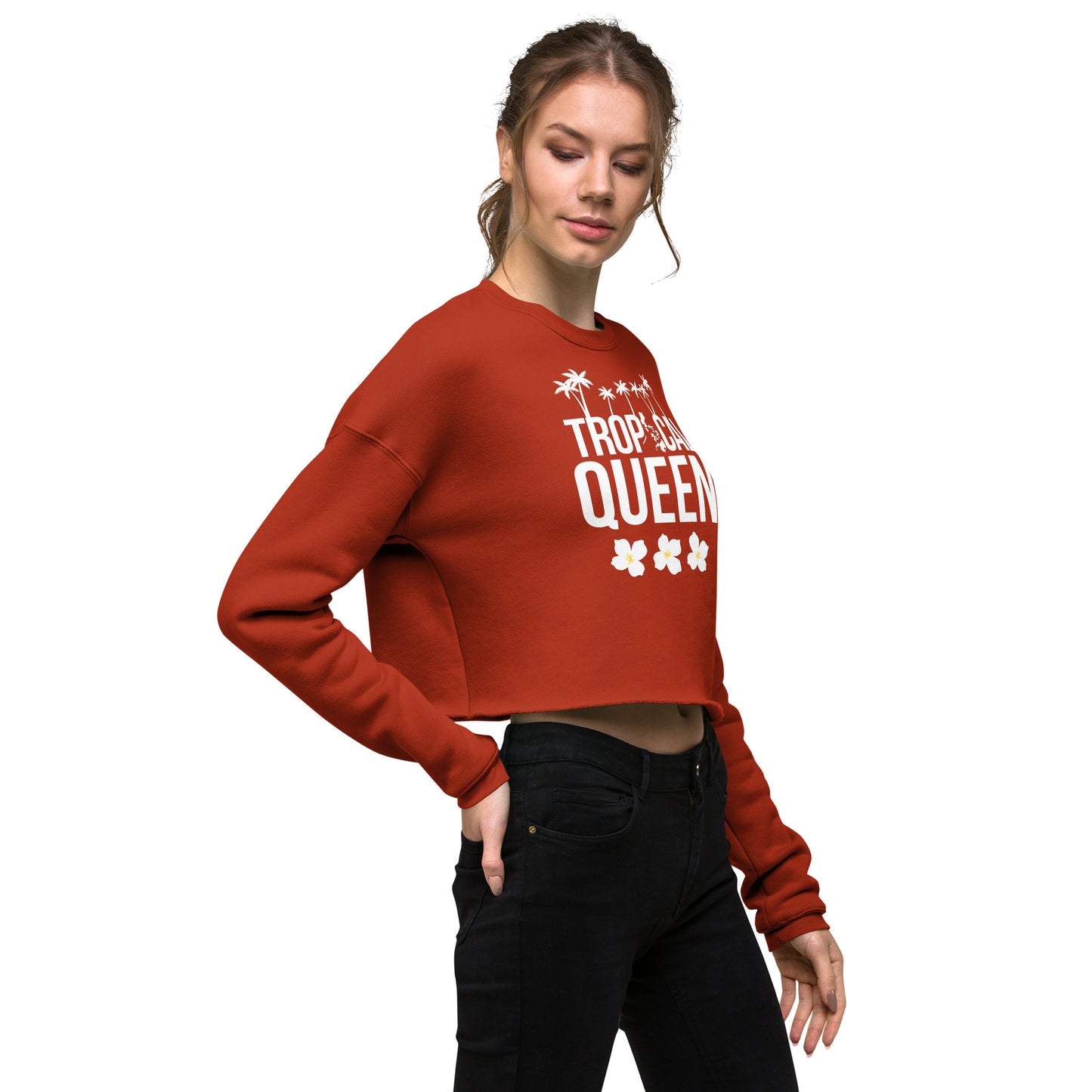 Tropical Queen Crop Sweatshirt | Red
