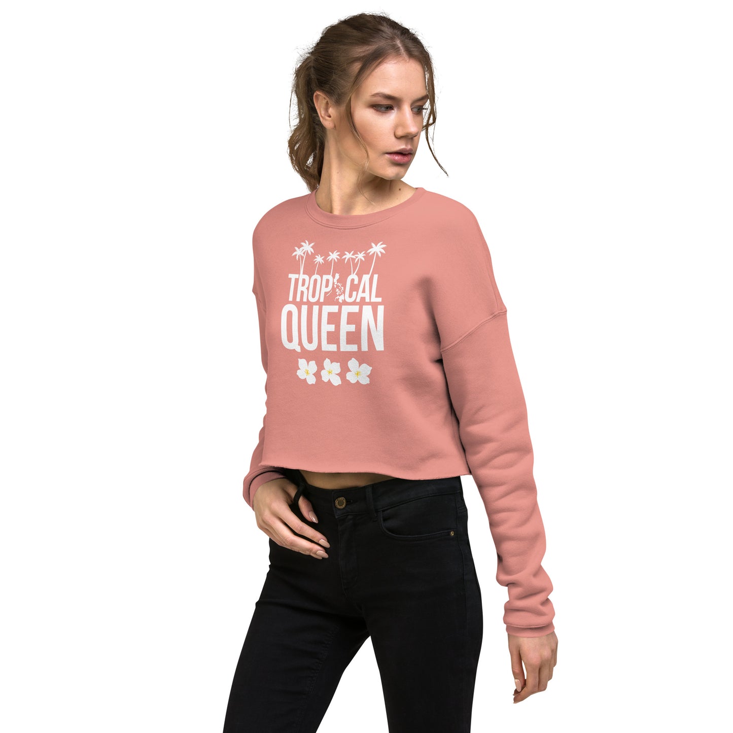 Tropical Queen Crop Sweatshirt | Pink